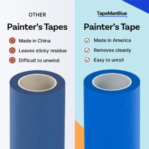 Wide Blue Painters Tape, 12 inch x 60 yds, Made in America, Great Masking Tape for 3D Printing and Laser Cutting, Removes Cleanly for 21 Days