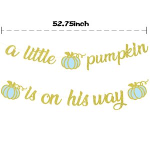 A Little Pumpkin is On His Way Banner,Little Pumpkin Banner,Little Pumpkin Baby Shower Decorations Boy,Pumpkin First Birthday Boy,Fall Baby Shower Decorations for Boy