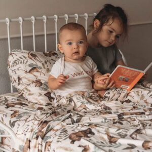 Pobi Baby - Premium Twin Fitted Sheet, Flat Sheet with Pillow case - Ultra-Soft Cotton Blend, Stylish Woodland Pattern, Deep Pockets - Twins Sheets - 3 PC (Wildlife Animal)