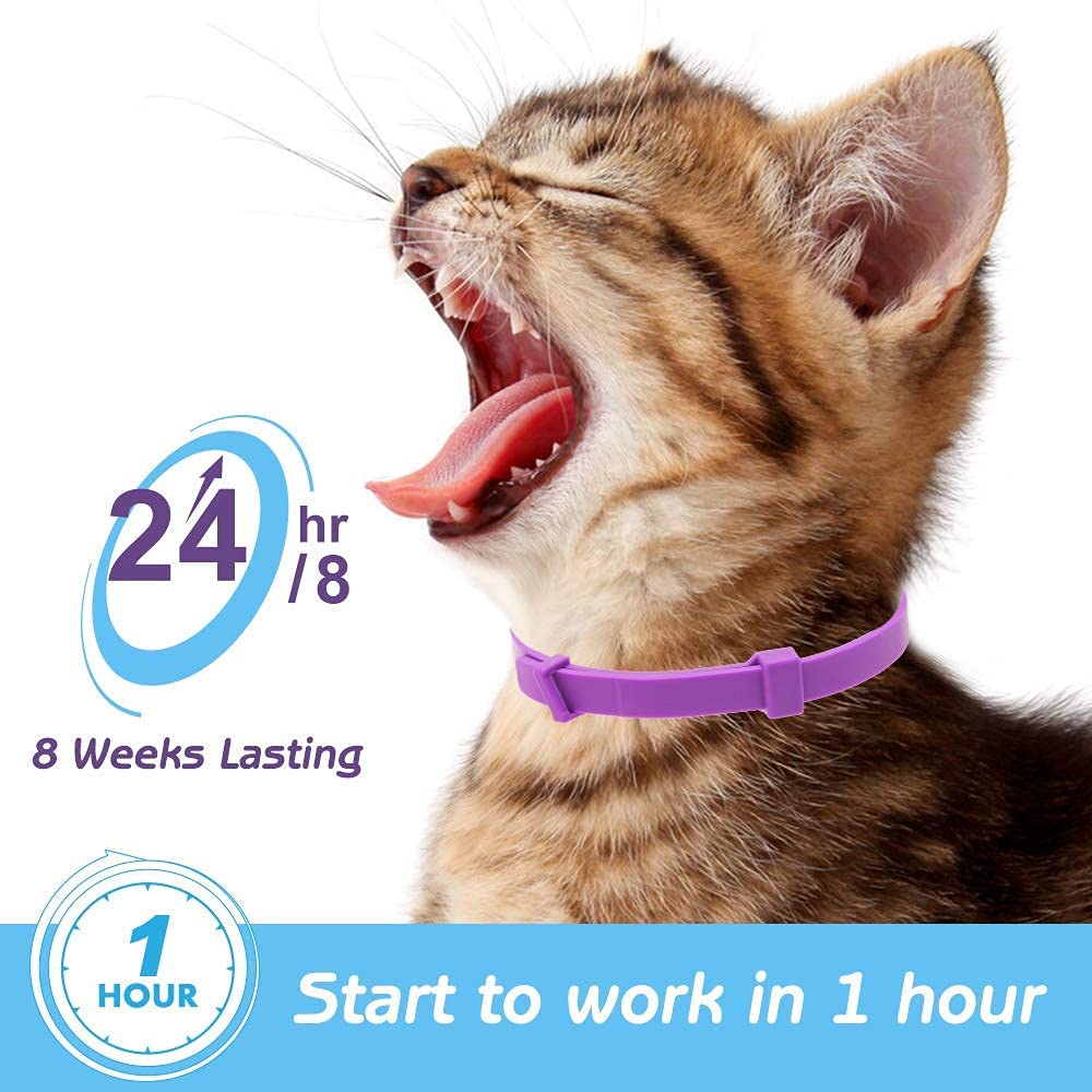 2 Pack Calming Collar for Cats, Cat Calming Collars, Natural Cat Pheromones Calming Collar, Adjustable Cat Anxiety Collar Reduce Anxiety Kitten Calm Collar for Cats