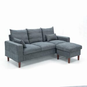 Panana Convertible Sectional Sofa Couch Modern L-Shaped Couch 3 Seat Fabric Sofa for Small Space (Grey)