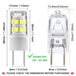 Sriomny G8 LED Bulb 2W Equivalent to 20W Halogen Bulb, T4 JCD Type Two-pin G8 Base, AC 120V G8 Natural White 4000K, Non-dimmable, Suitable for Cabinet Lighting, Indoor Lighting (10 Pack)