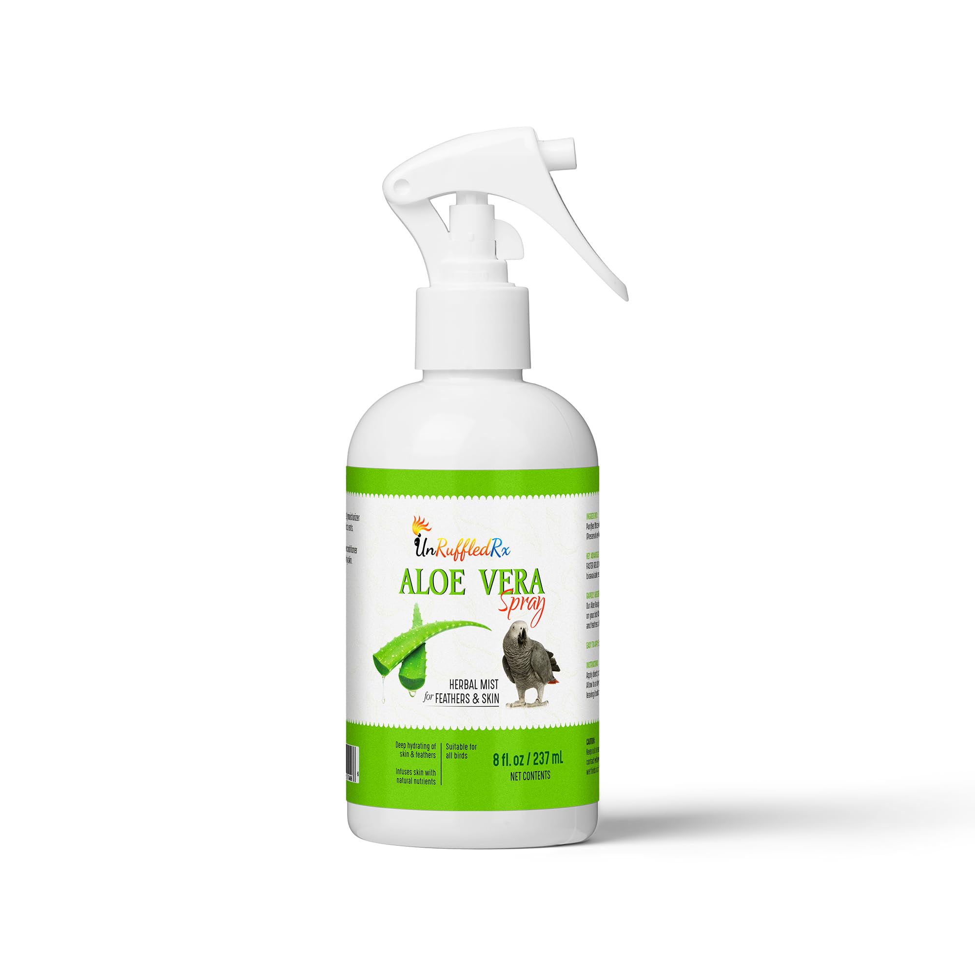 UnRuffledRx Aloe Vera Bird Bath Spray for Daily Care & Skin Health 8 Fl Oz - Soothe, Soften, and Protect Your Bird