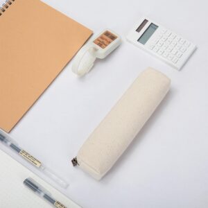 YONBEN Canvas pencil case cartucheras esc olar korean style college student texture pencil case ins simple case (Beige, S)