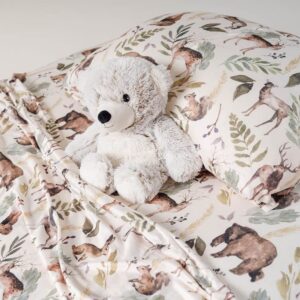 Pobi Baby - Premium Twin Fitted Sheet, Flat Sheet with Pillow case - Ultra-Soft Cotton Blend, Stylish Woodland Pattern, Deep Pockets - Twins Sheets - 3 PC (Wildlife Animal)