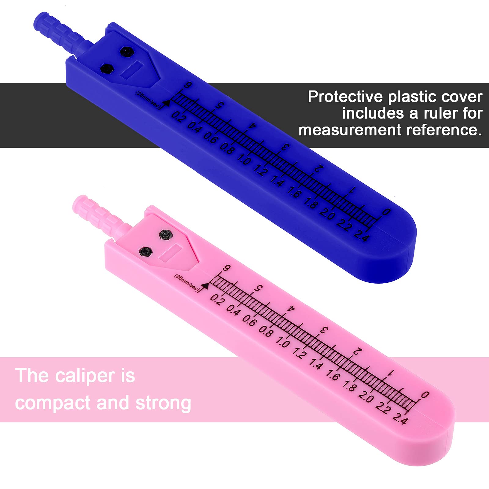 EKG Caliper ECG Calipers Measuring Tool with Ruler Electrocardiogram Drafting Divider for Nursing (Blue, Pink,2 Pieces)