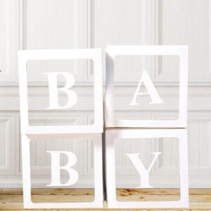 Baby Boxes for Baby Shower with 30 Letters(A-Z+BABY),Baby Shower Decorations Transparent Balloon Boxes Backdrop Baby Blocks for Baby Boy or Girl Shower 1st Birthday,Bridal Shower, Gender Reveal