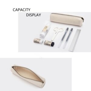 YONBEN Canvas pencil case cartucheras esc olar korean style college student texture pencil case ins simple case (Beige, S)