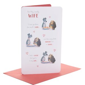 UK Greetings Wife Birthday Card - Cute Disney Birthday Card for Her - Lady and The Tramp Birthday Card for Wife,Beige,24.9 x 15.9 x 0.7 cm; 30 Grams