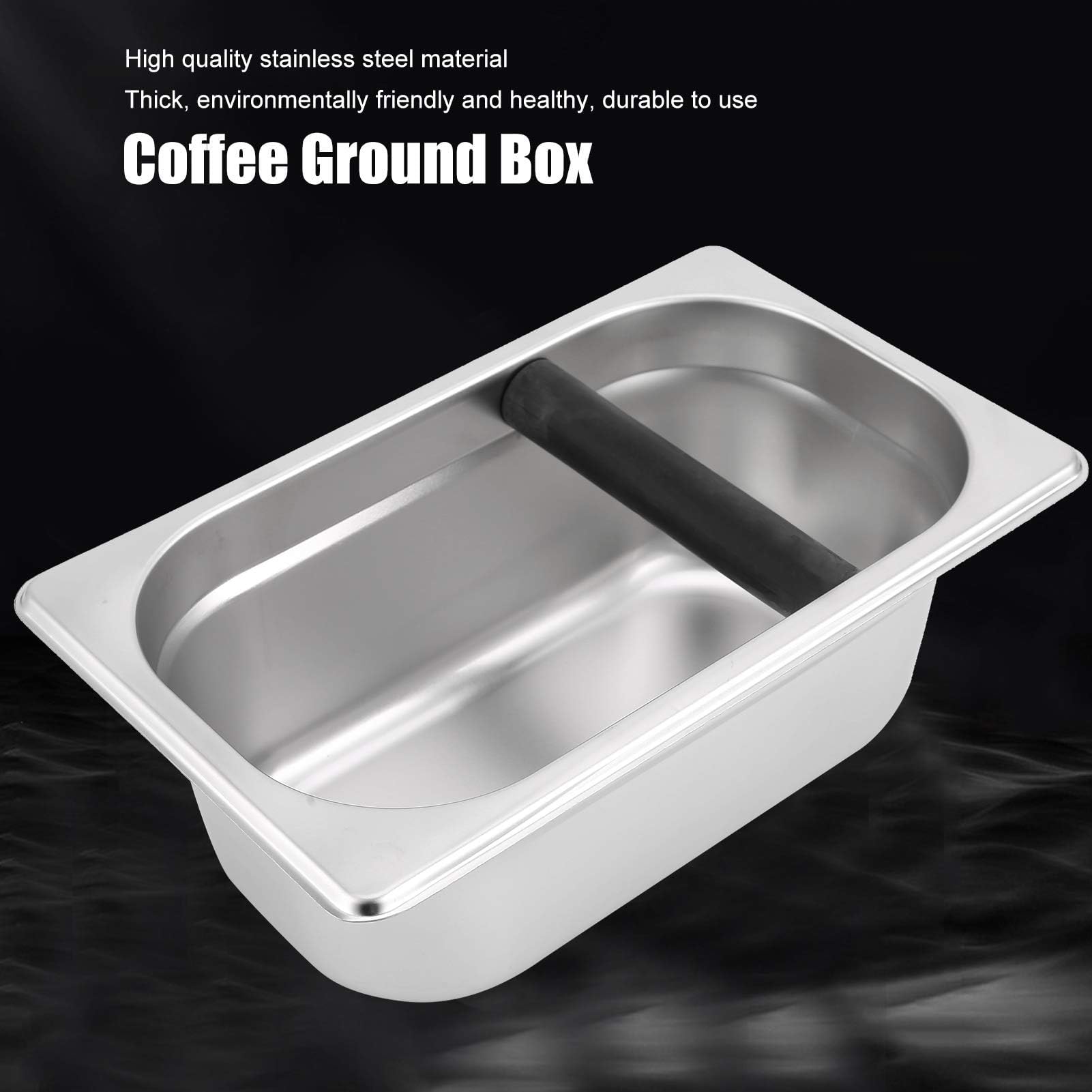 Espresso Knock Box, 10.4x6.3x3.9in Coffee Knock Box Stainless Steel Knock Box for Espresso Coffee Grounds Coffee Machine Accessory