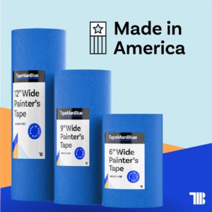 Wide Blue Painters Tape, 12 inch x 60 yds, Made in America, Great Masking Tape for 3D Printing and Laser Cutting, Removes Cleanly for 21 Days