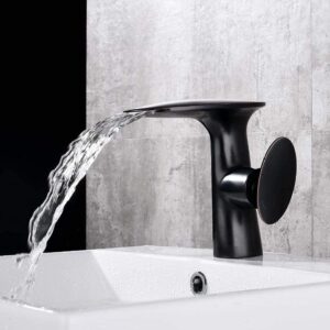 LUOFDCLDDD Water-Tap Bathroom Sink Tap Kitchen Sink Tap Basin Faucets Waterfall Faucet Bathroom Faucet Single Handle Basin Mixer Tap Bath Faucet Brass Sink Water Crane/Whit and Gold