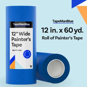 Wide Blue Painters Tape, 12 inch x 60 yds, Made in America, Great Masking Tape for 3D Printing and Laser Cutting, Removes Cleanly for 21 Days