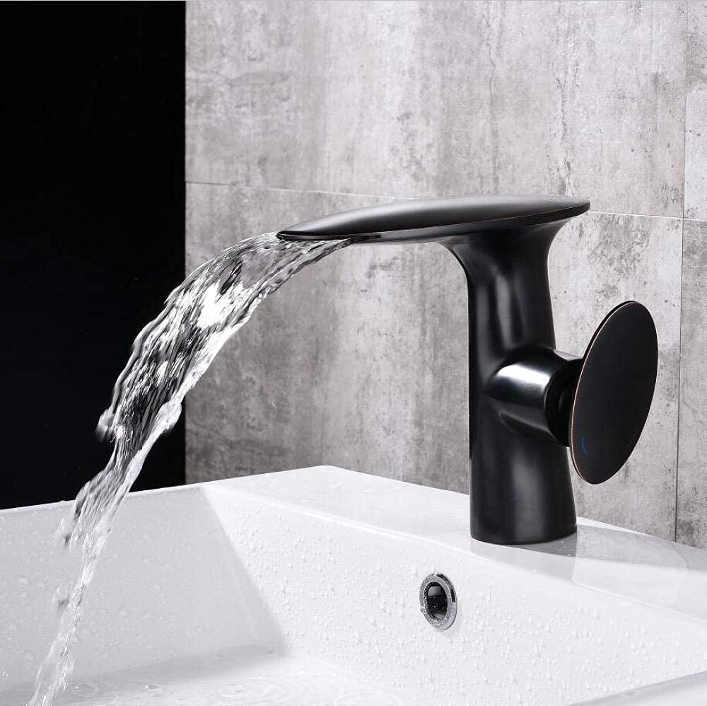 LUOFDCLDDD Water-Tap Bathroom Sink Tap Kitchen Sink Tap Basin Faucets Waterfall Faucet Bathroom Faucet Single Handle Basin Mixer Tap Bath Faucet Brass Sink Water Crane/Whit and Gold