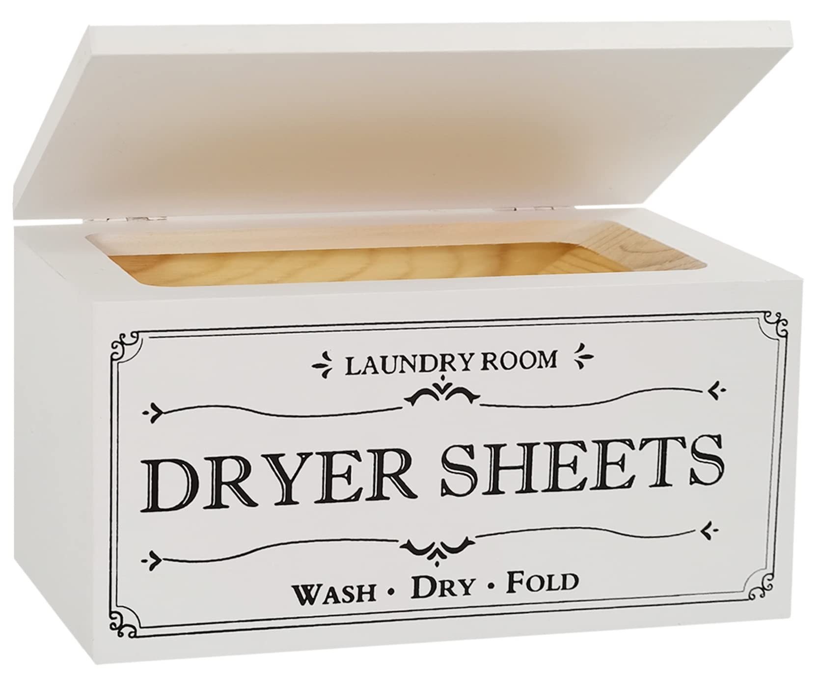 Deal Haul - Rustic Farmhouse Decor Dryer Sheet Holder With Hinged Lid - For Laundry Room Organization - Laundry Softener Dispenser - Home Laundry Room Décor - White