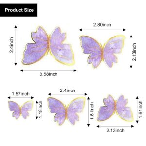 40Pcs Glitter Butterfly Decorations Supplies Golden 3D Butterfly Birthday Cake Toppers Rainbow Cupcake Toppers Butterfly Wall Stickers Room Decorations