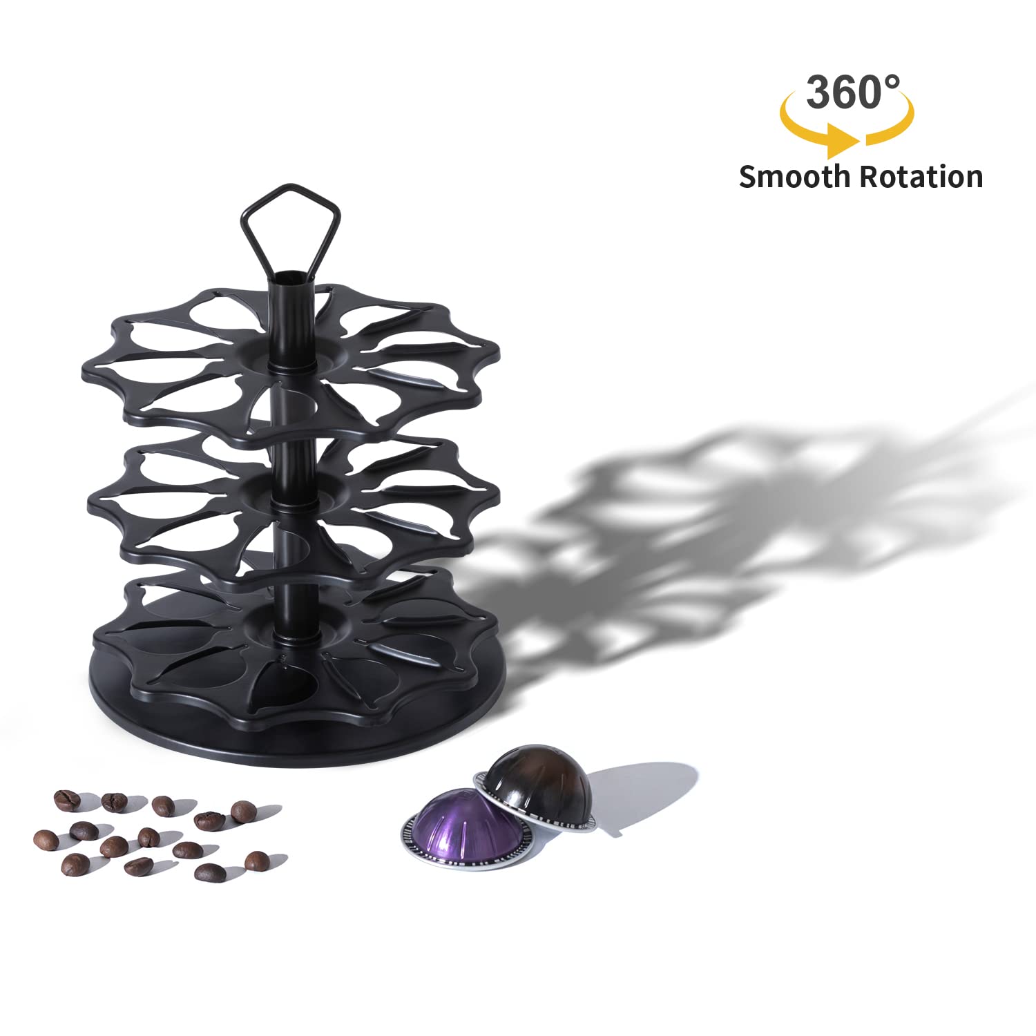 FlagShip Coffee Pod Holder Carousel 3 Tier for Vertuo Pod Holder Metal DIY Install Small for Vertuo Pod Stand (30 Pods Capacity)