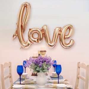 Dzrige 42 Inch Love Foil Balloons 4 Pcs Love Letter Balloons Giant Champagne Gold and Red Love Balloons Banner for Romantic Wedding Bridal Shower Birthday Party Valentines Day Gift Decorations