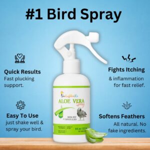 UnRuffledRx Aloe Vera Bird Bath Spray for Daily Care & Skin Health 8 Fl Oz - Soothe, Soften, and Protect Your Bird