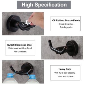 ARCORA Oil Rubbed Bronze Towel Hooks, SUS 304 Stainless Steel Double Wall Hooks, Heavy Duty Robe Hooks, Bathroom Towel Hooks for Wall