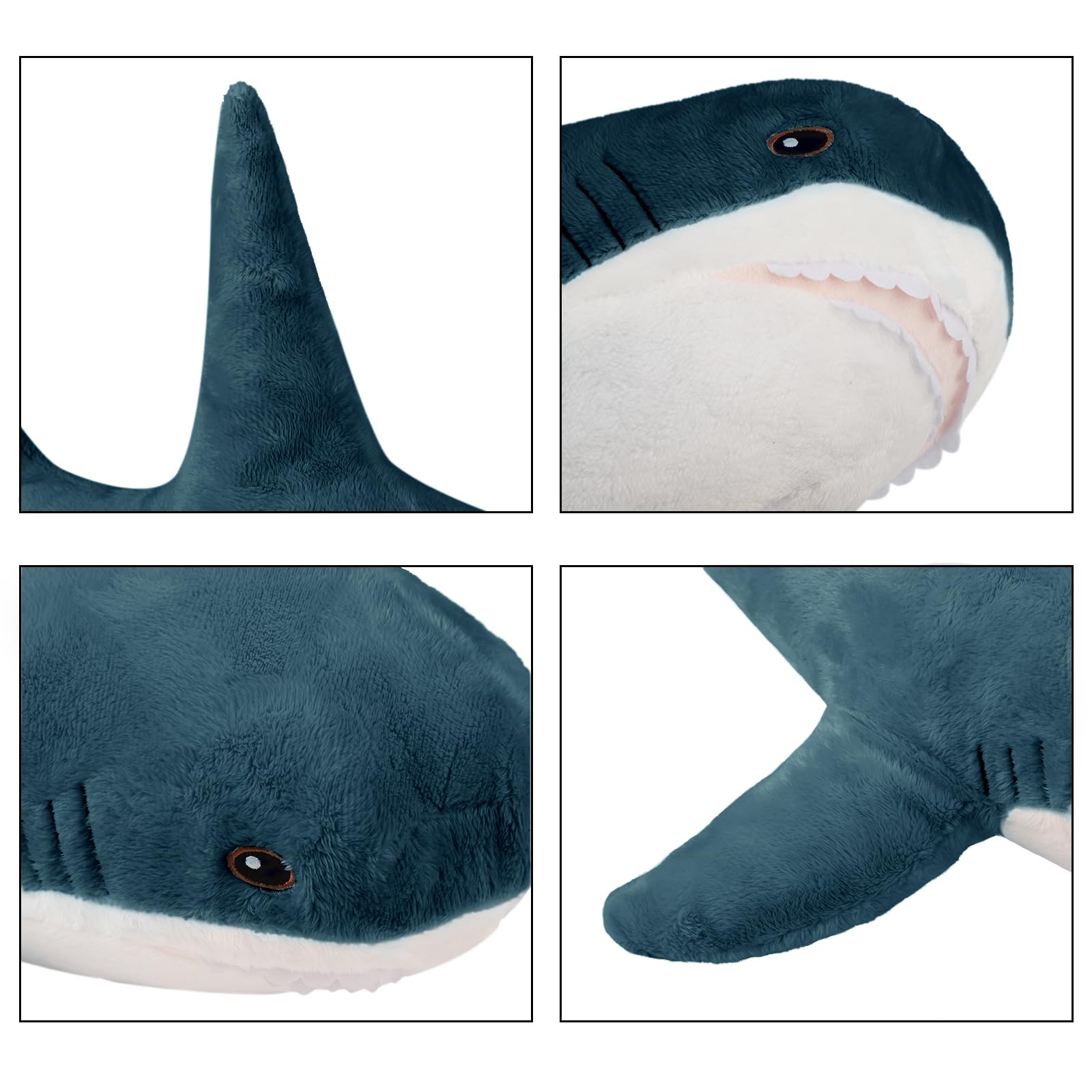 MUPI Shark Stuffed Animal 39“ Shark Plush Soft Squishy Shark Toys Shark Plush Pillows, Perfect Stress Relief，Room Decoration for Boys and Girls Shark Plushies for Kids（Dark Blue）