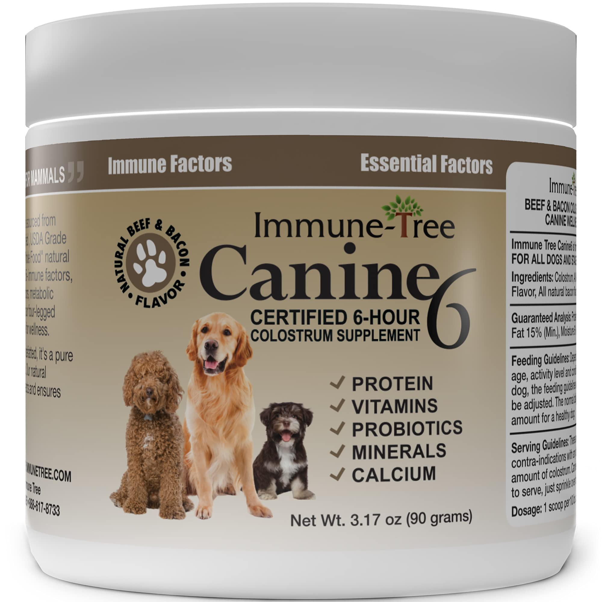 Immune-Tree Bovine Colostrum for Dogs & Puppies | Immune System Booster Supplement | Relief for Allergies, Skin Itch, & Hot Spots | Prebiotics & Probiotics Support Digestion | Made in USA (Small)