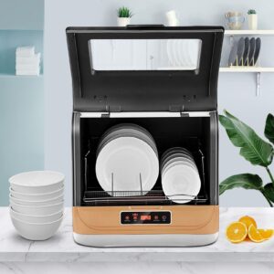 Portable Countertop Dishwasher 5 Liter Compact 75℃ Washing 360° Streak Free Deep Cleaning with Fan Drying