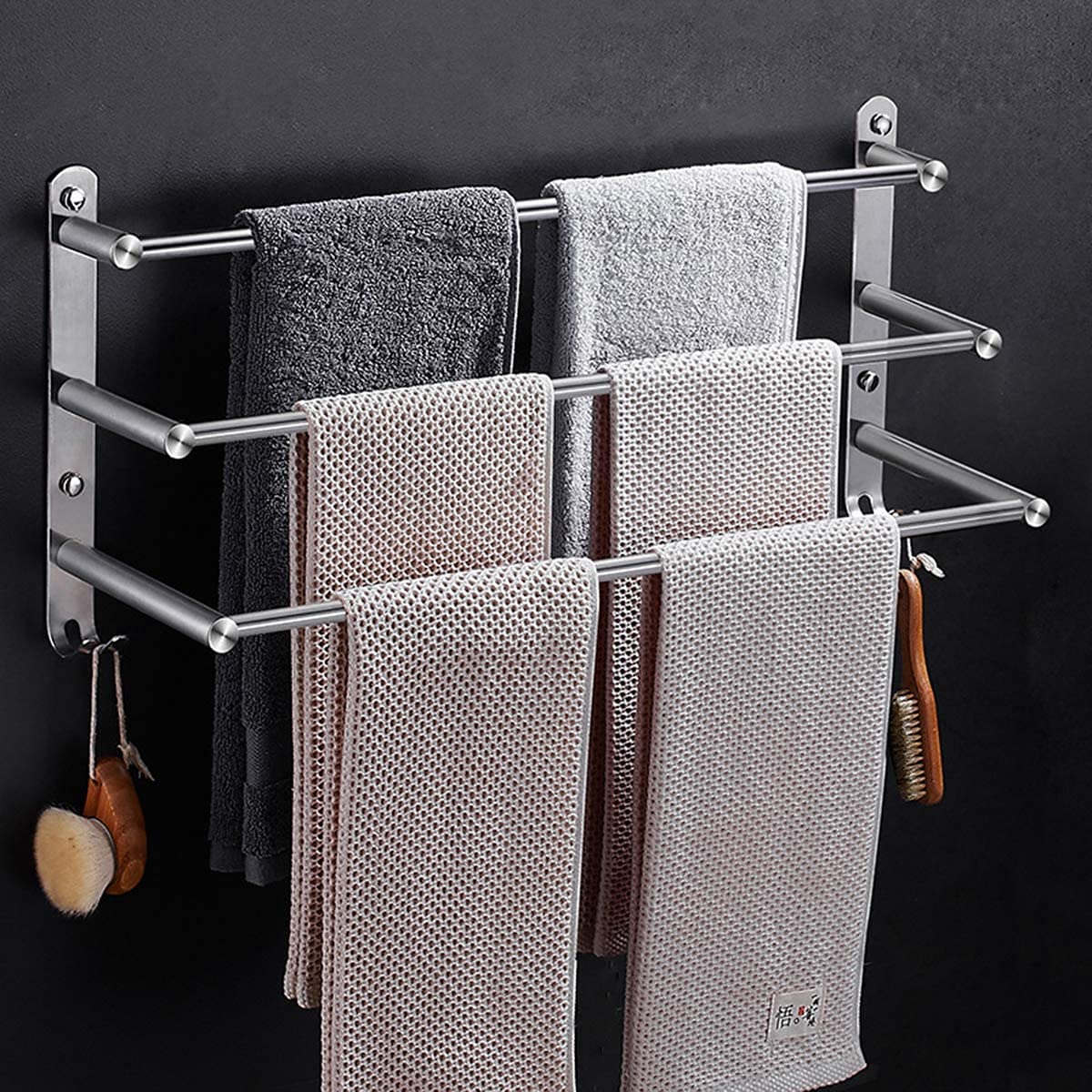 LIANGJUANG Towel Shelf Towel Rack SUS304 Stainless Steel Towel Storage Holder Smooth Rounded Corner Wall Mounted Bath Towel Rail Bar for Bathroom Kitchen(Size:70cm)