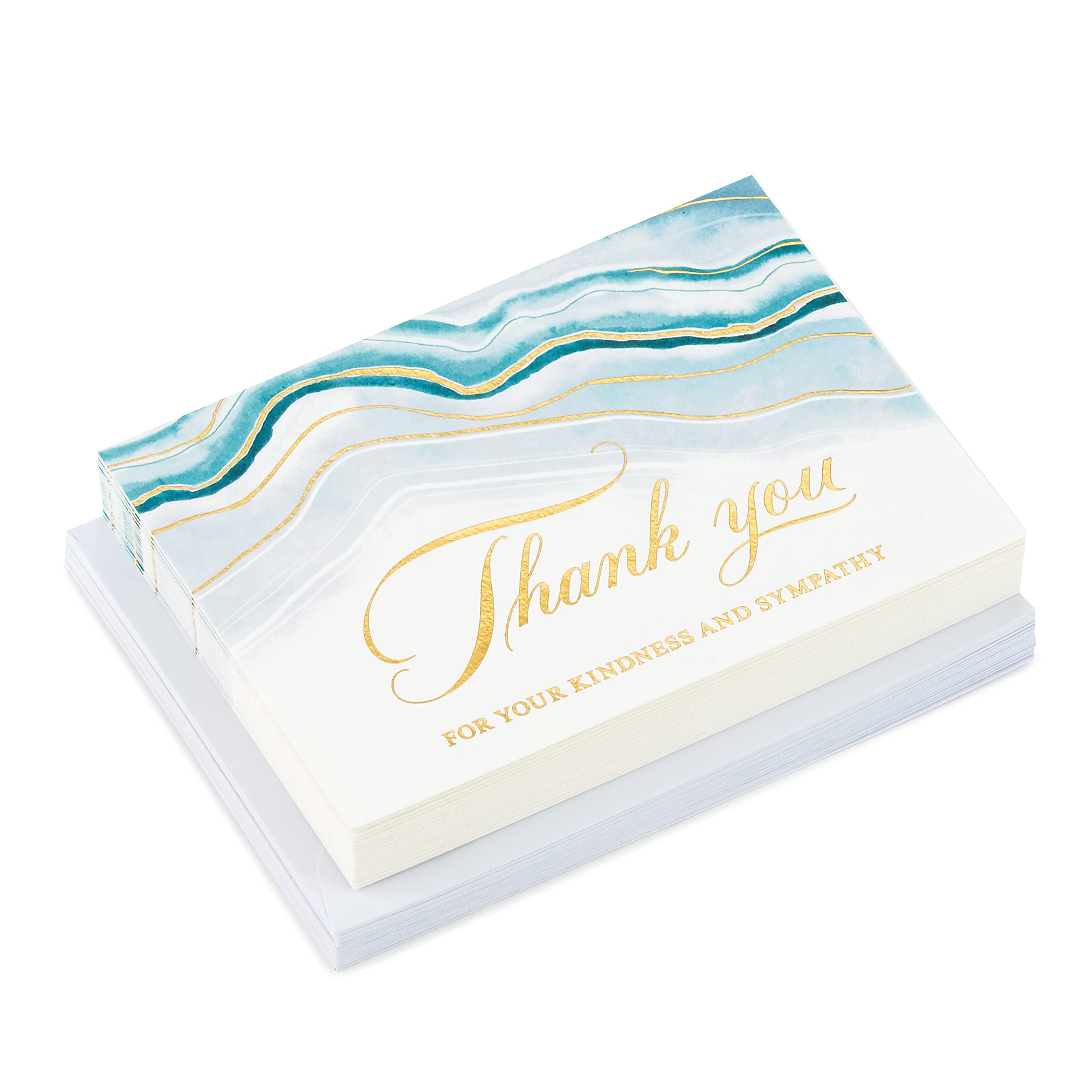 Hallmark Funeral Thank You Cards, Watercolor Agate (20 Thank You for Your Sympathy Cards with Envelopes)