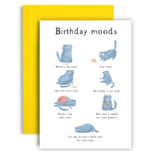 huxters funny birthday card – a5 cat birthday card with included envelope – unique hand illustrated design – ultra-thick recyclable paper – ideal mother birthday card, best friend, cat lovers…