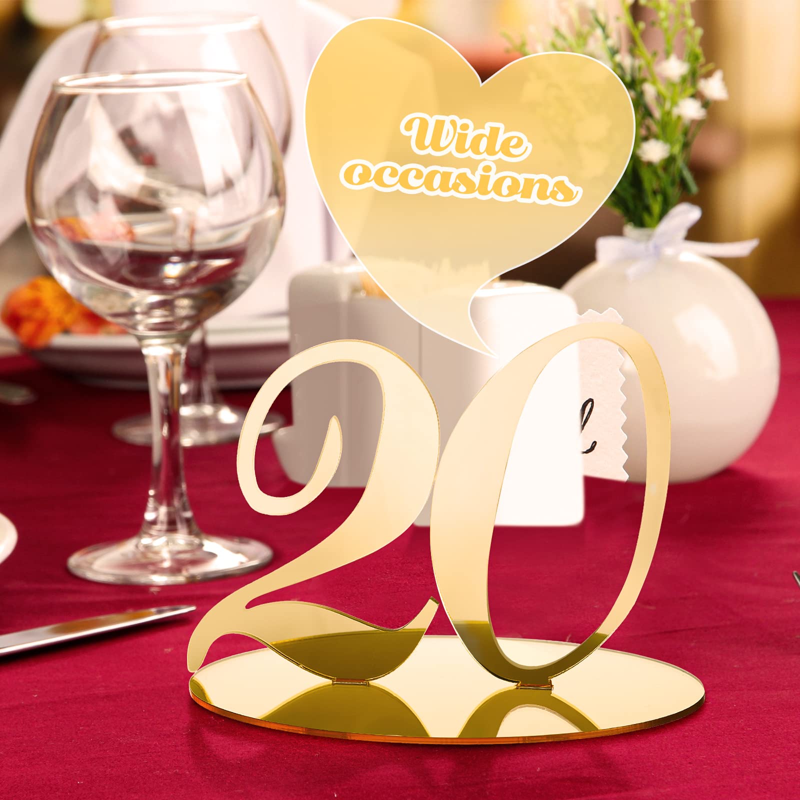 Table Numbers Wedding Table Numbers Acrylic Table Numbers for Wedding Reception Table Numbers Stands with Holder Base Elegant Mirror Table Numbers for Wedding Party Event Catering (Gold)