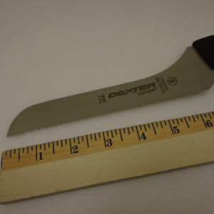 Made in USA 7 inch Offset Scalloped Edge Bread Knife Black Handle SG163-7SC