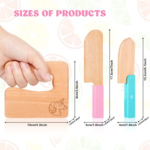 3 Pieces Wooden Kids Knife Set Wooden Kids Knife for Cooking Children's Safe Knifes Serrated Edges Kids Knife Cute Kids Shape Kitchen Tools for Cutting Veggies Fruits Salad Cake (Unicorn Style)