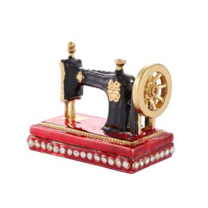 qifu vintage sewing machine style red mini enamel trinket box hinged, unique gfit for family