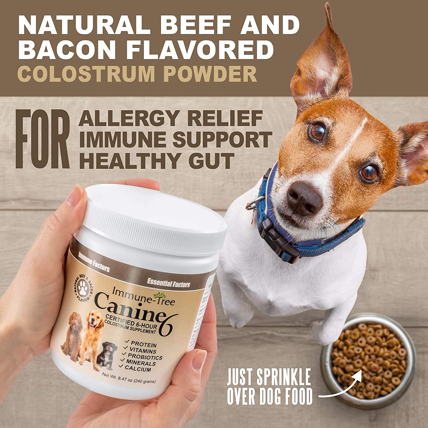 Immune-Tree Bovine Colostrum for Dogs & Puppies | Immune System Booster Supplement | Relief for Allergies, Skin Itch, & Hot Spots | Prebiotics & Probiotics Support Digestion | Made in USA (Small)