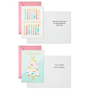 Hallmark Birthday Cards Assortment, 16 Cards with Envelopes (Cake, Candles, Balloons)