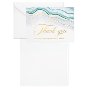 Hallmark Funeral Thank You Cards, Watercolor Agate (20 Thank You for Your Sympathy Cards with Envelopes)