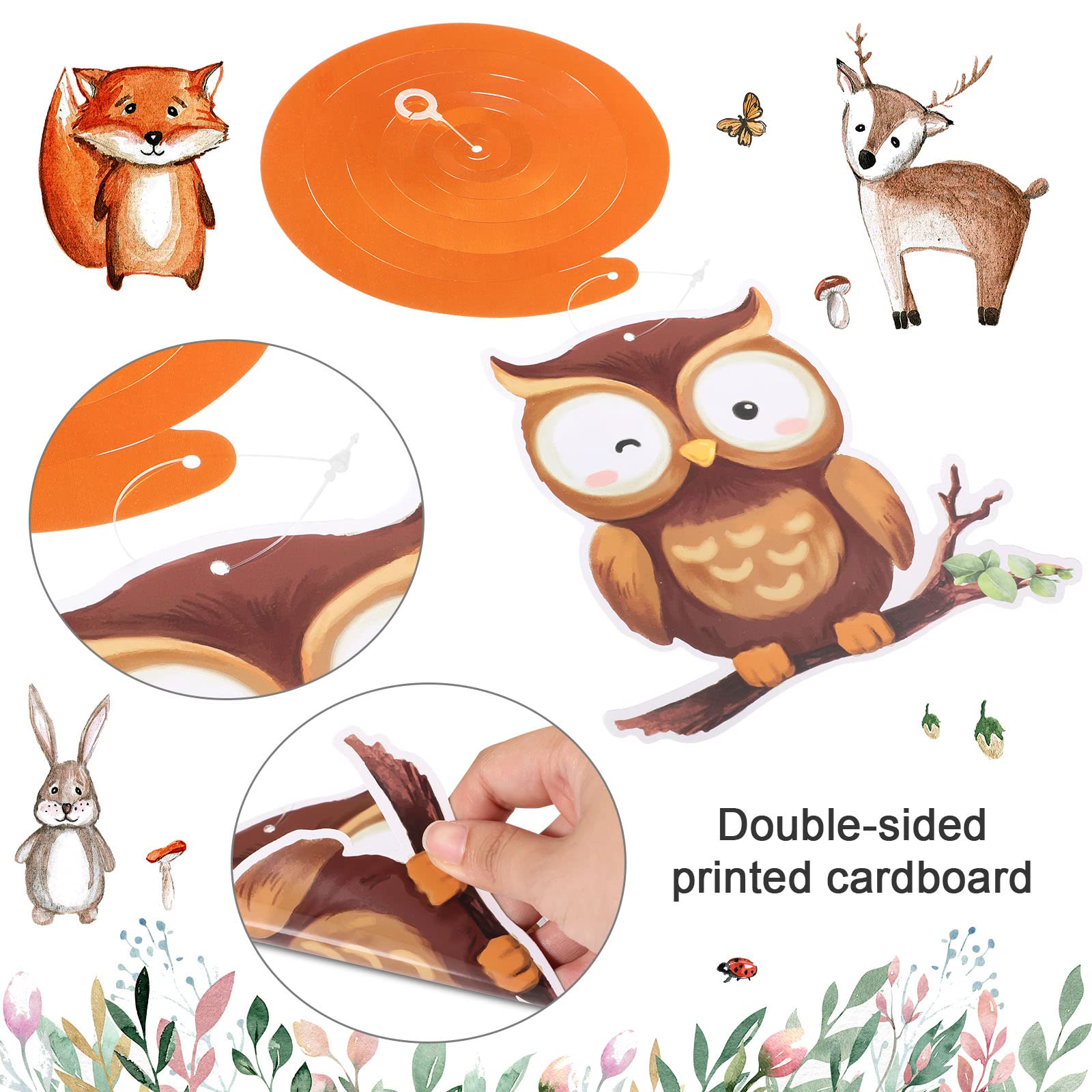 Outus 51 Pieces Woodland Party Decorations Woodland Animals Baby Shower Hanging Swirl Decorations Forest Friends Theme Birthday Party Decor for Boy Girl Birthday Party Jungle Classroom Decor