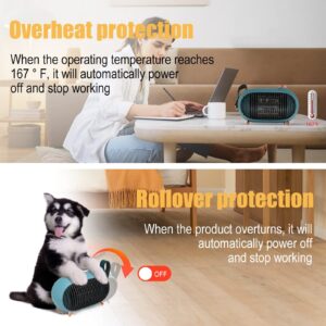 METKIIO Portable Mini Small Space Heater for Home and Office – Energy-Efficient with Overheating Protection – Retro Heater for Bedroom, Camping Tent, RV Trailer,Green