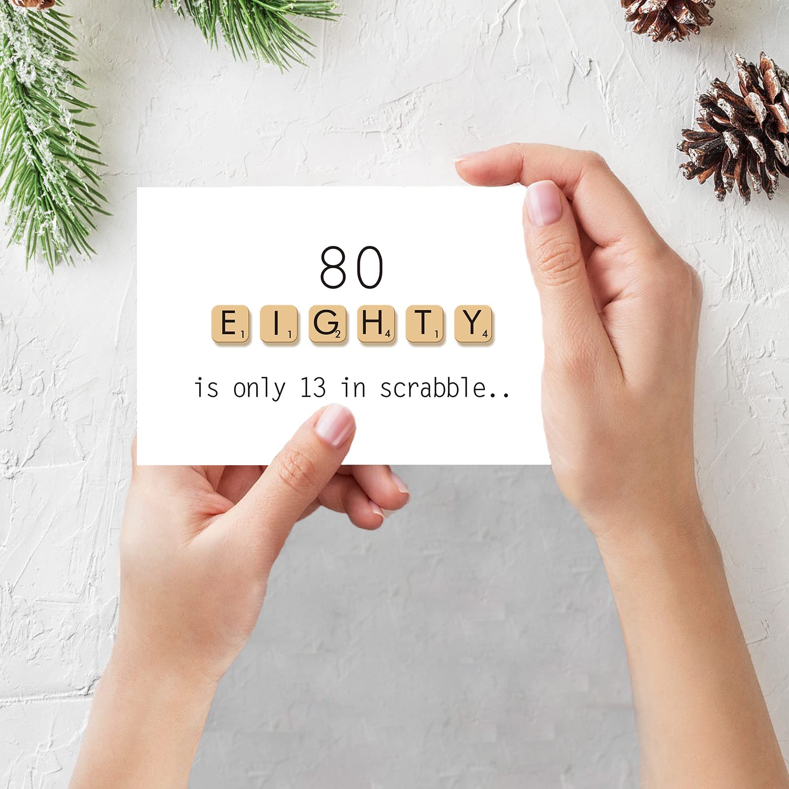 Scrabble 80th Decade Birthday Card-80 Its Only 13 In Scrabble, Funny Bday Card for Grandma Grandpa, Meaningful Celebration Card for Husband Wife Or Mum Dad