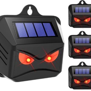 2024 Solar Nocturnal Animal Repeller, 4 Pack Cat Repellent Outdoor with Red LED Light, Waterproof Deer Deterrent Devices, Predator Lights for Chicken Coop Yard to Scare Away Cat Dog Deer Coyote Fox