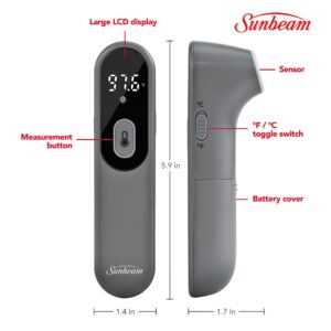 Sunbeam Touchless Body & Object Digital Infrared Thermometer for Adults and Kids, Instant Accurate Reading, Fever Indicator