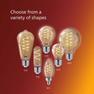 Philips LED Vintage Flicker-Free Amber Spiral B11 Dimmable, Eyecomfort Technology, 225 Lumen, Amber Light(2000K), 3.5W=25W, Title 20 Certified, E12 Base, 8-Pack (565804)