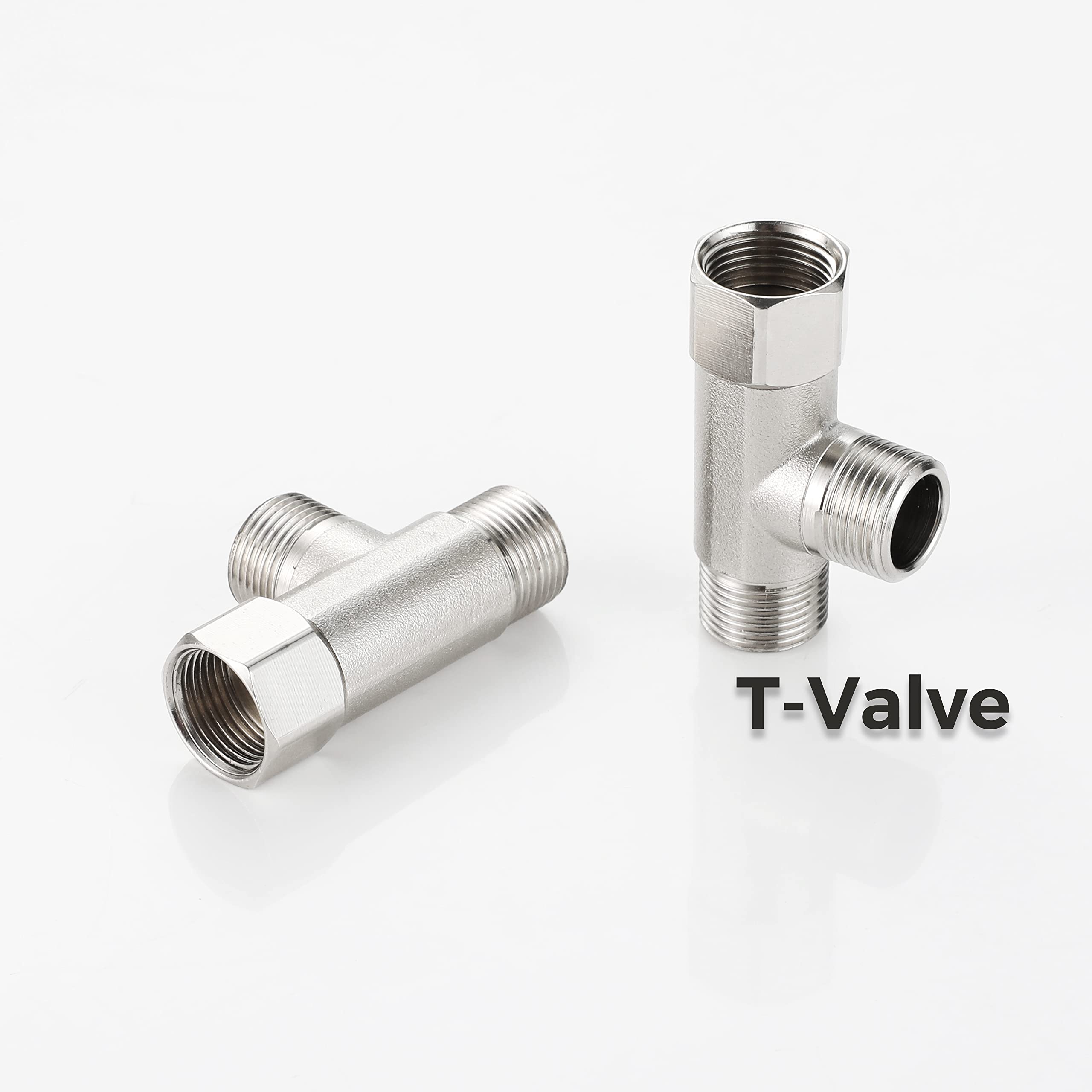 3/8 Compression Tee Valve, Standard Angle Tee Valve, 2 PCS Brass Tee Adapter 3 Way Valve Compression 3/8'' Inlet and 3/8'' Outlet, Brass Angle Stop Valve, 3/8 Add-A-Tee Valve Connector