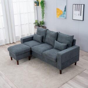 Panana Convertible Sectional Sofa Couch Modern L-Shaped Couch 3 Seat Fabric Sofa for Small Space (Grey)