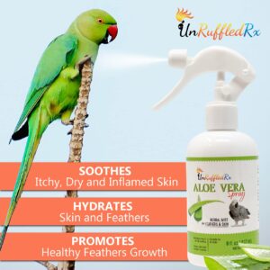 UnRuffledRx Aloe Vera Bird Bath Spray for Daily Care & Skin Health 8 Fl Oz - Soothe, Soften, and Protect Your Bird