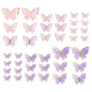 40pcs glitter butterfly decorations supplies golden 3d butterfly birthday cake toppers rainbow cupcake toppers butterfly wall stickers room decorations