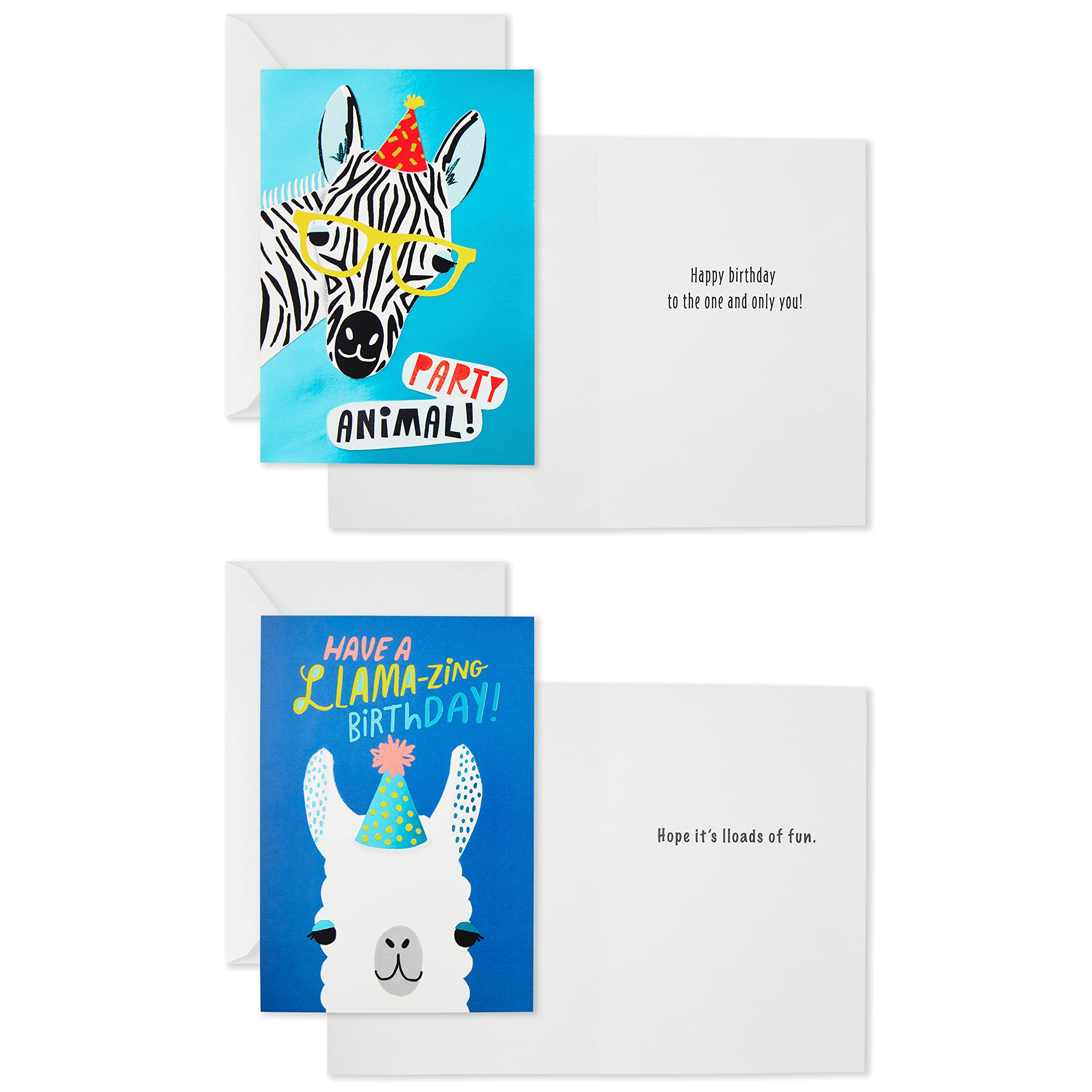 Hallmark Birthday Cards Assortment, 16 Cards with Envelopes (Party Animals)