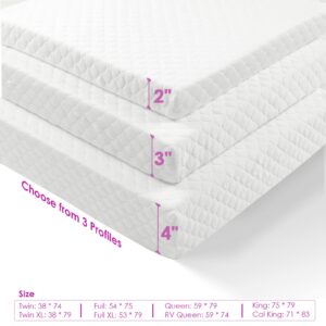 Ganggend Mattress Topper Queen, 3-Inch Lavender Infused Memory Foam Mattress Topper with Removable Cover, Soft Bed Topper