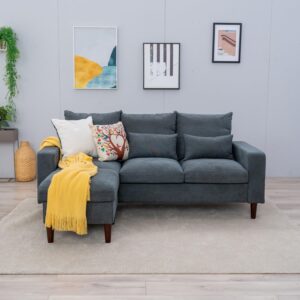 Panana Convertible Sectional Sofa Couch Modern L-Shaped Couch 3 Seat Fabric Sofa for Small Space (Grey)